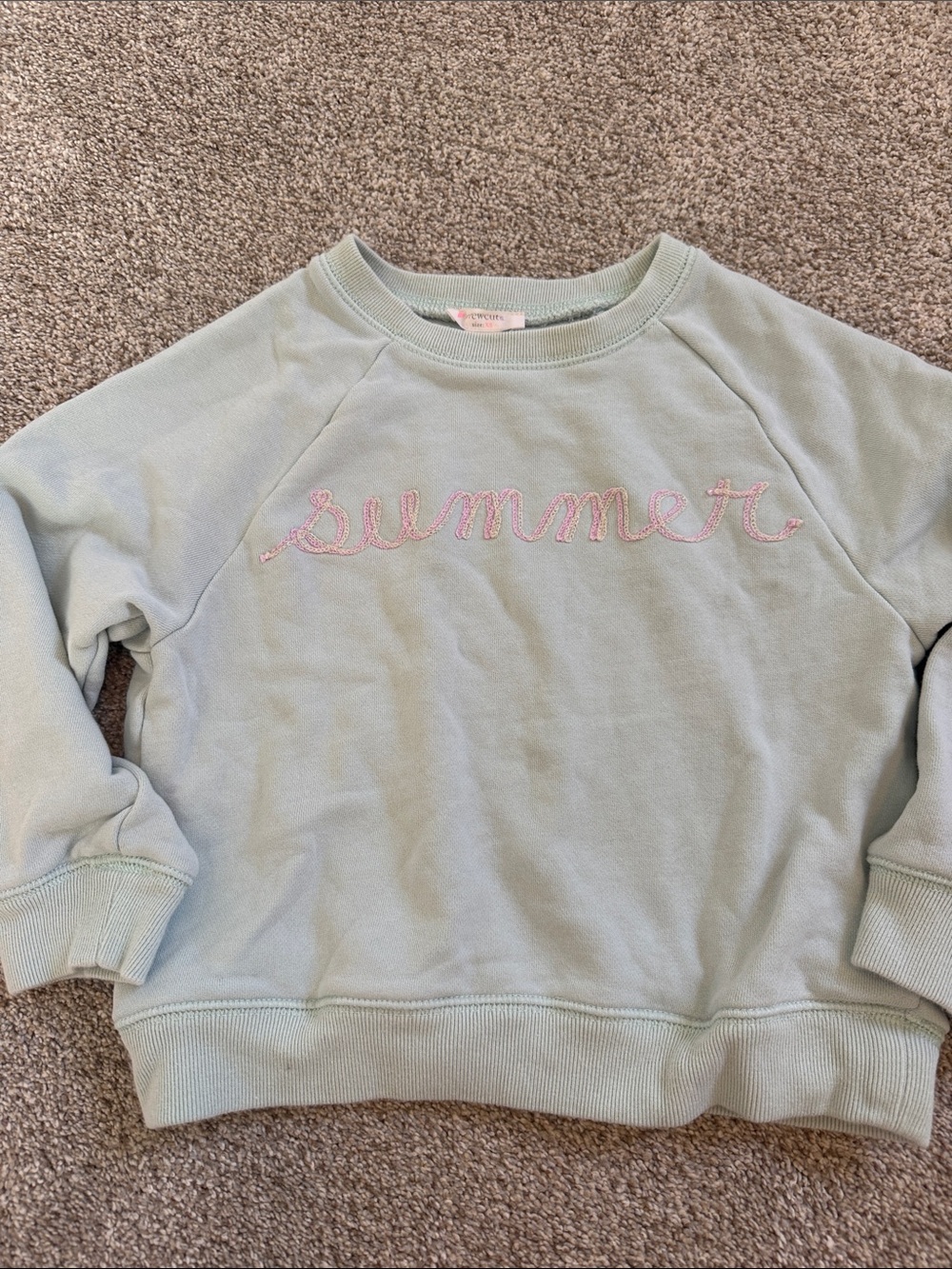 Crewcuts Mint Green 'Summer' Embroidered Pullover Sweater